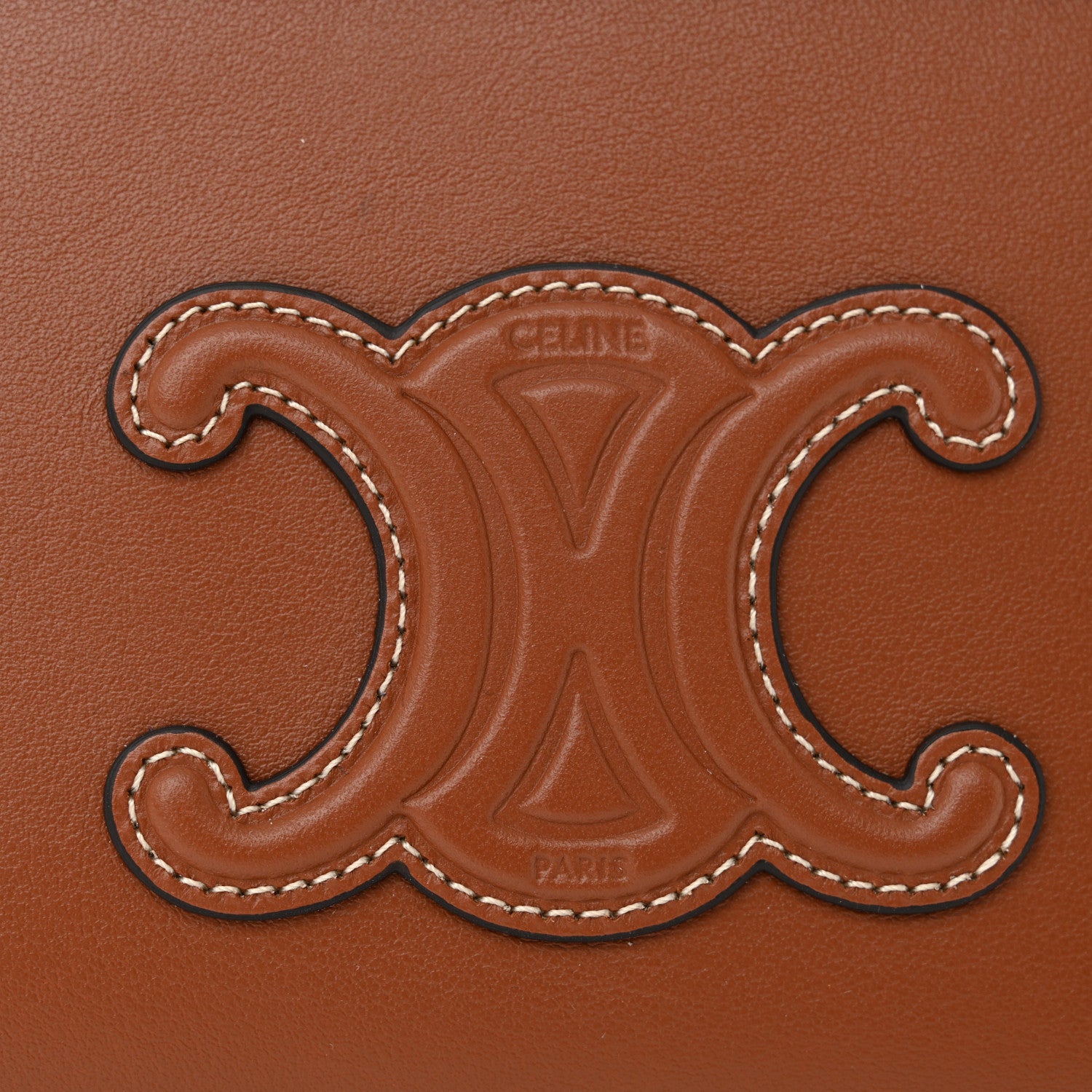 Celine Smooth Calfskin Cuir Triomphe Clutch on Chain Tan 7 of 11