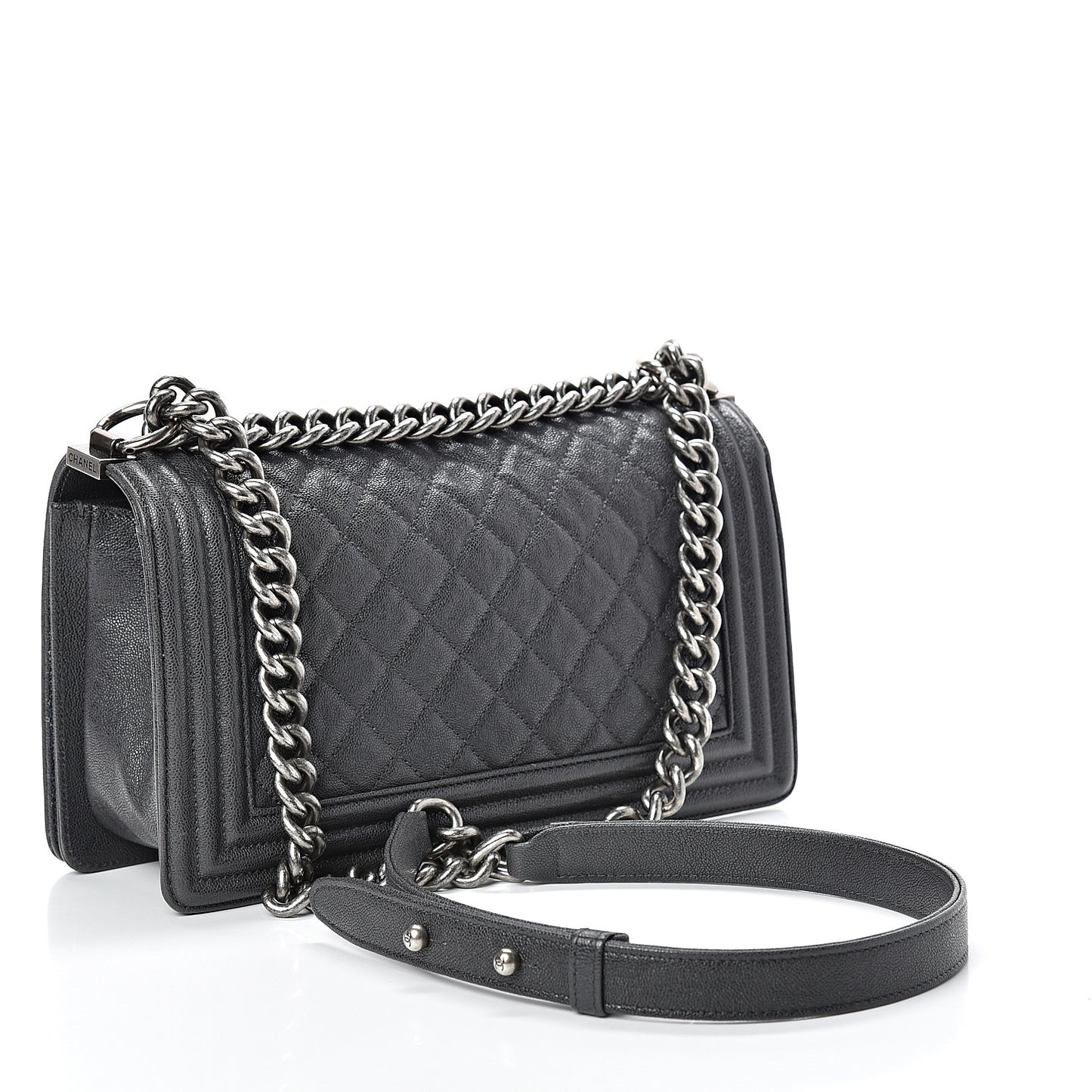 Caviar Quilted Medium Boy Flap Anthracite