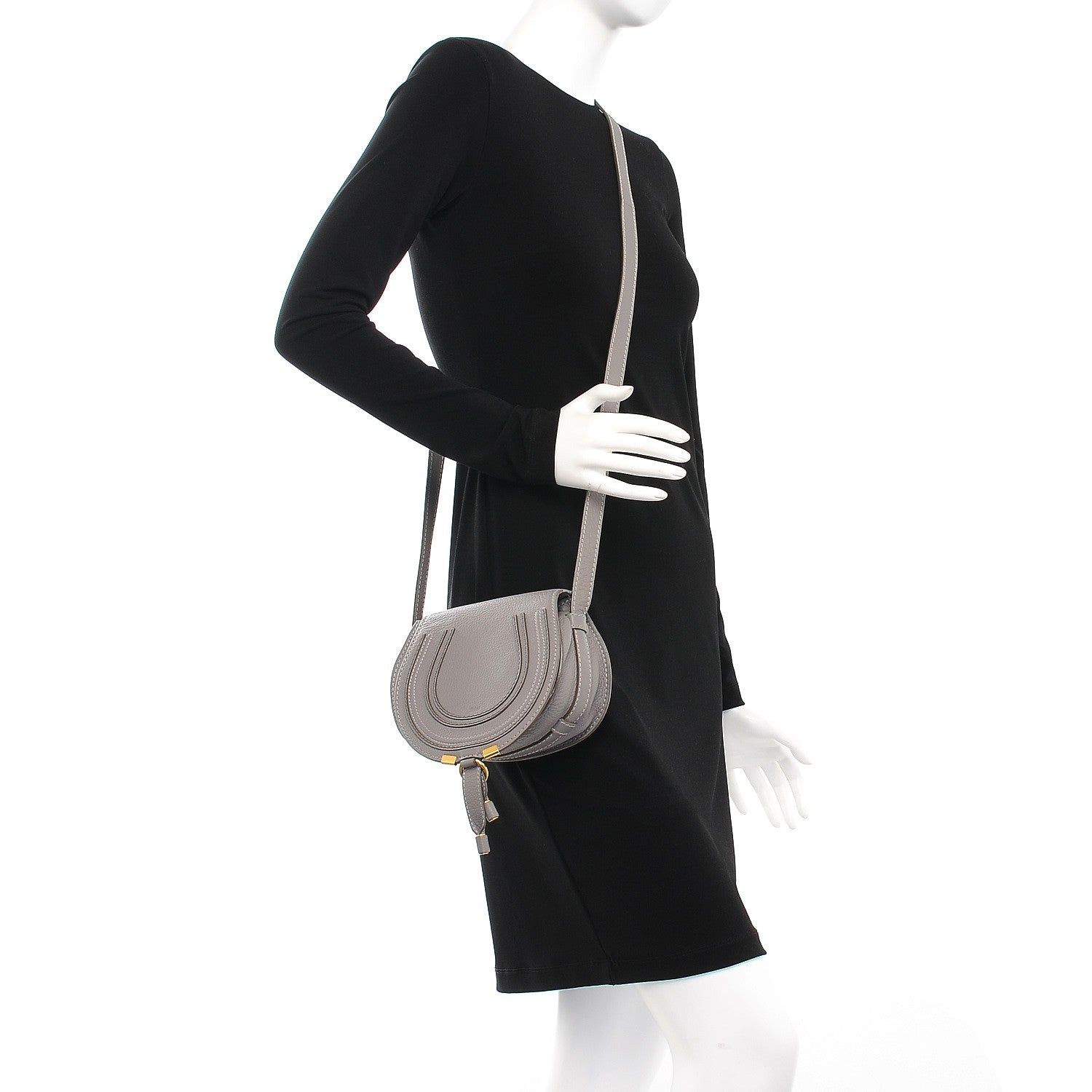 Chloe Calfskin Mini Marcie Round Crossbody Bag Cashmere Grey 2 of 7