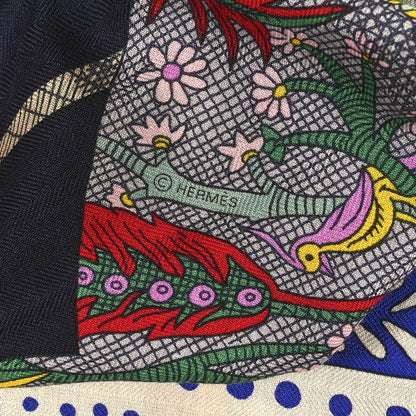 Hermes Cashmere Silk Acte III Scene I La Clairiere Shawl 140 Orange Vert Multicolore 6 of 6