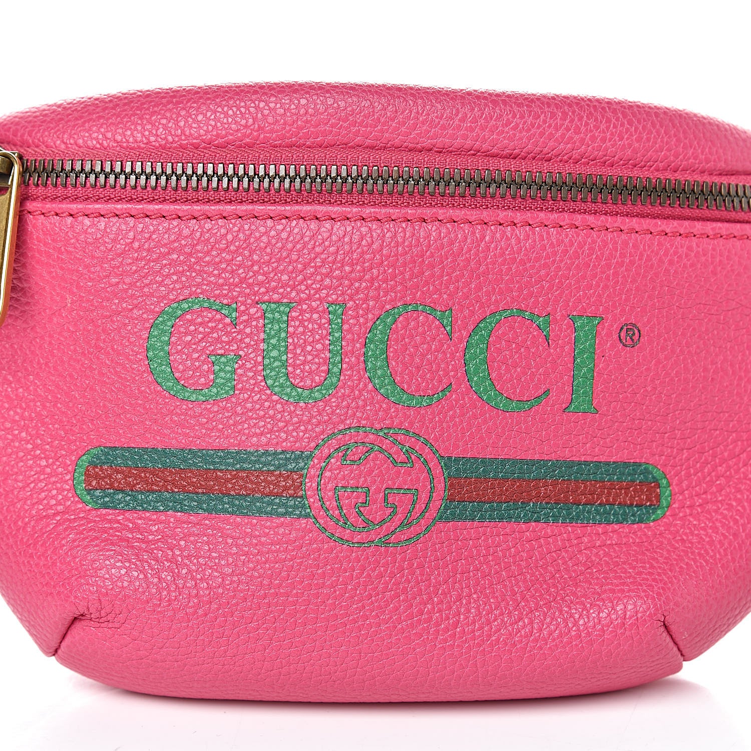 Gucci Grained Calfskin Small Logo Belt Bag Box Pink Green 10 of 10