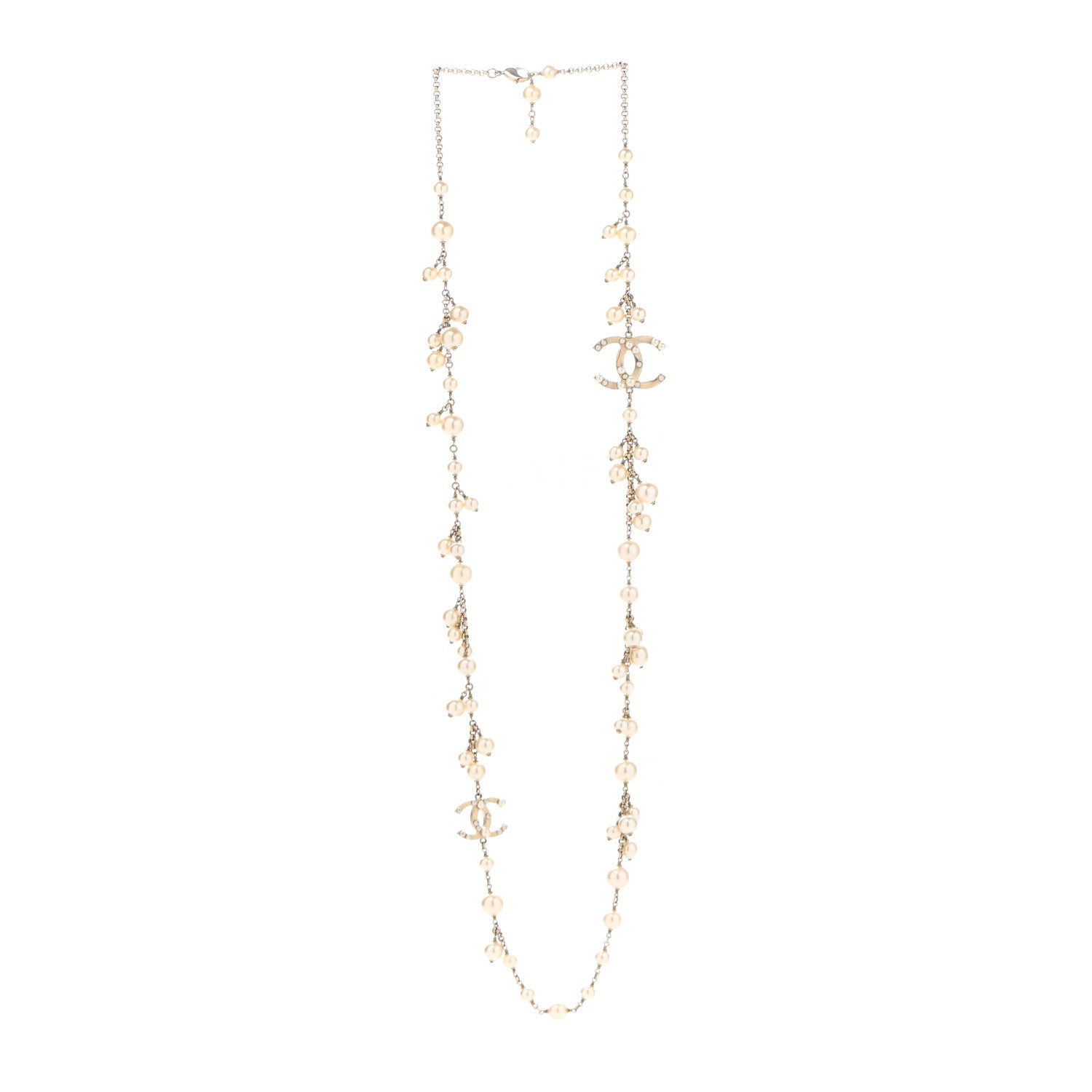 Chanel Graduated Pearl CC Long Necklace Gold 3 of 6