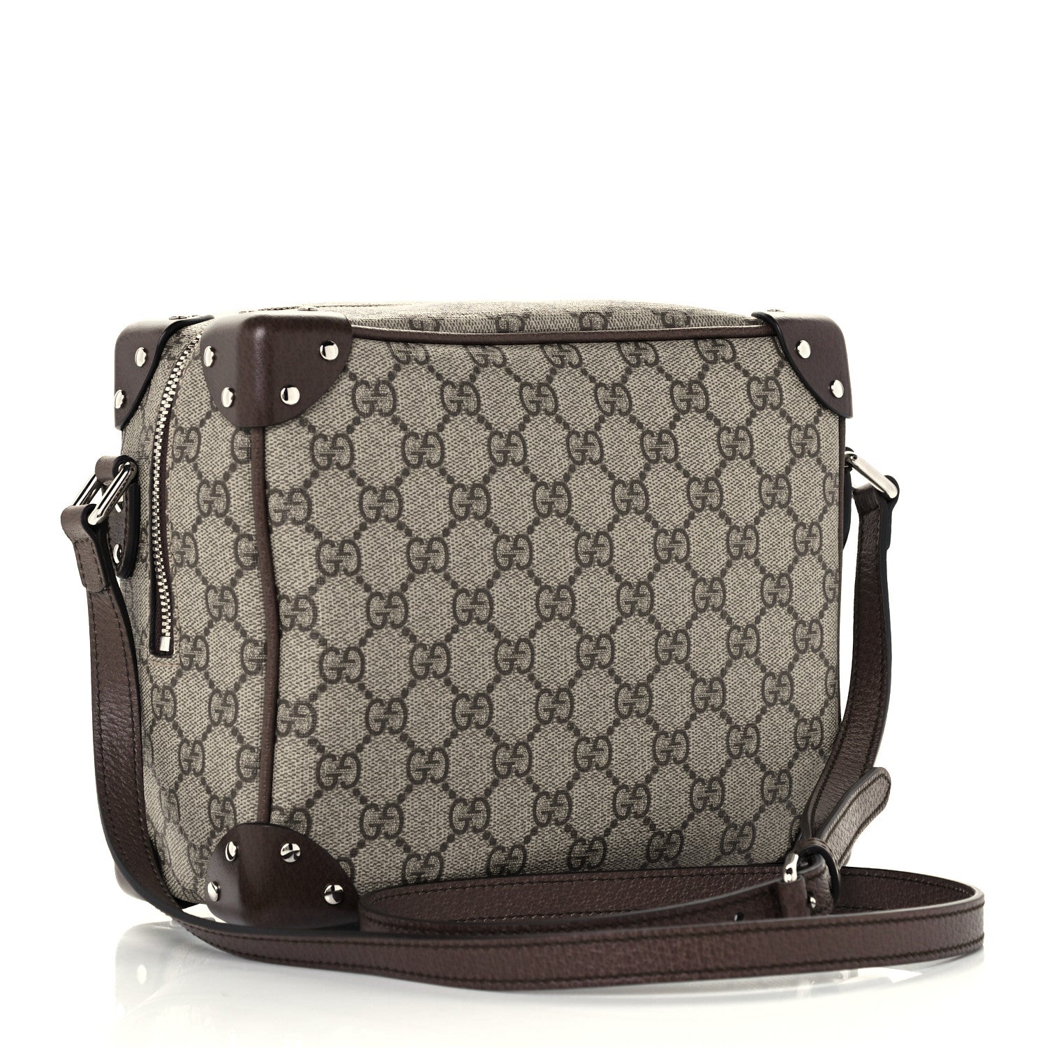 Gucci GG Supreme Monogram Textured Calfskin Square Messenger Bag Beige Ebony New Acero 3 of 12