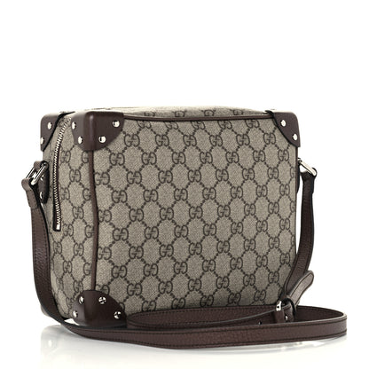 Gucci GG Supreme Monogram Textured Calfskin Square Messenger Bag Beige Ebony New Acero 3 of 12
