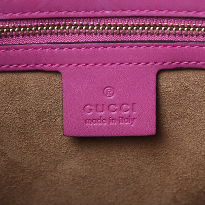 Gucci GG Supreme Monogram Linea A Foldover Tote Beige Hibiscus Red New Rosette 6 of 16