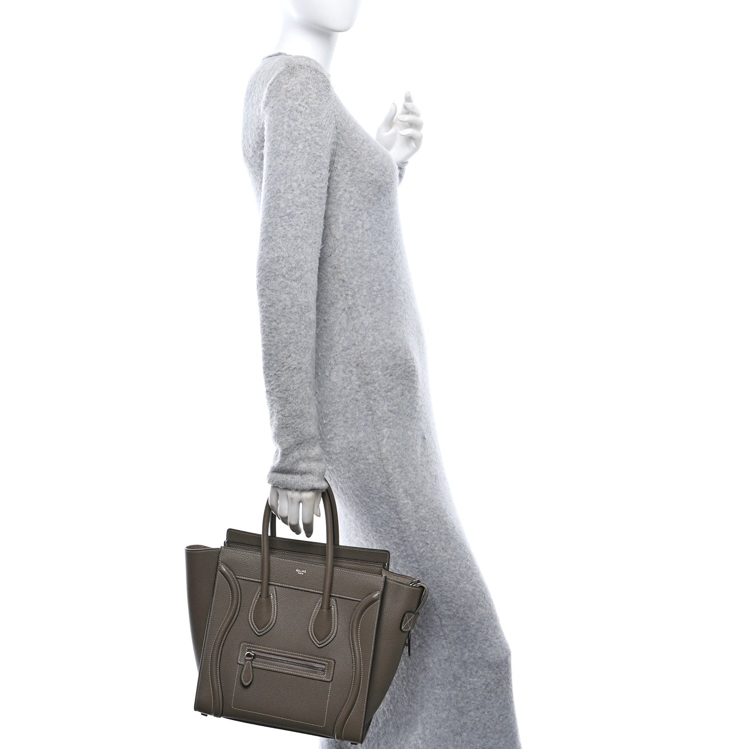 Celine Drummed Calfskin Micro Luggage Souris 2 of 10