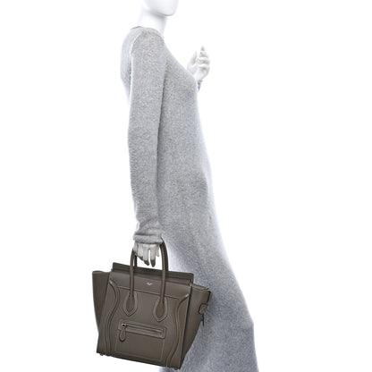 Celine Drummed Calfskin Micro Luggage Souris 2 of 10