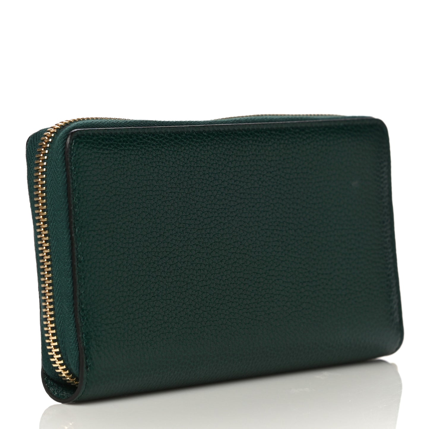 Grainy Calfskin Zumi Zip Around Wallet Vintage Green