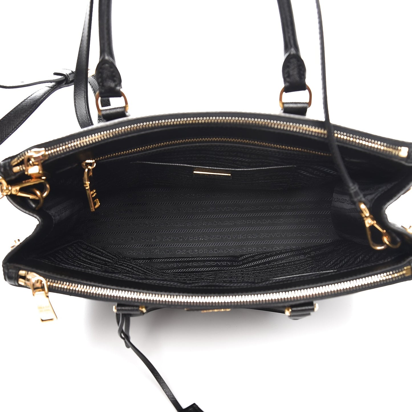 Saffiano Medium Galleria Double Zip Tote Black