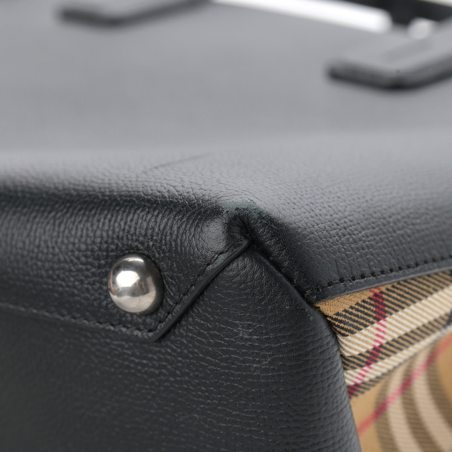 Burberry Derby Calfskin Vintage Check Medium Banner Tote Black 13 of 15