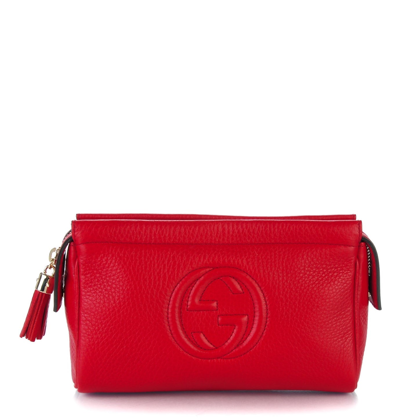 Pebbled Calfskin Soho Cosmetic Case Tabasco Red
