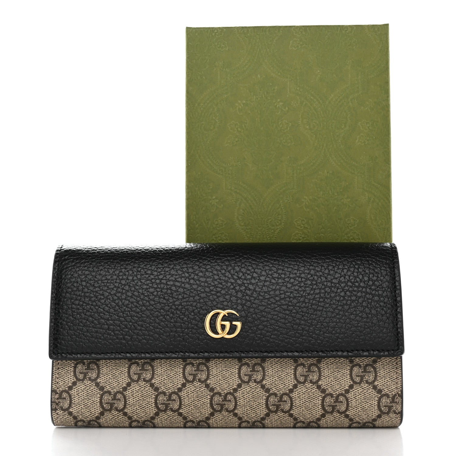 Gucci Dollar Calfskin GG Supreme Monogram GG Marmont Continental Wallet Black Beige Ebony 8 of 8