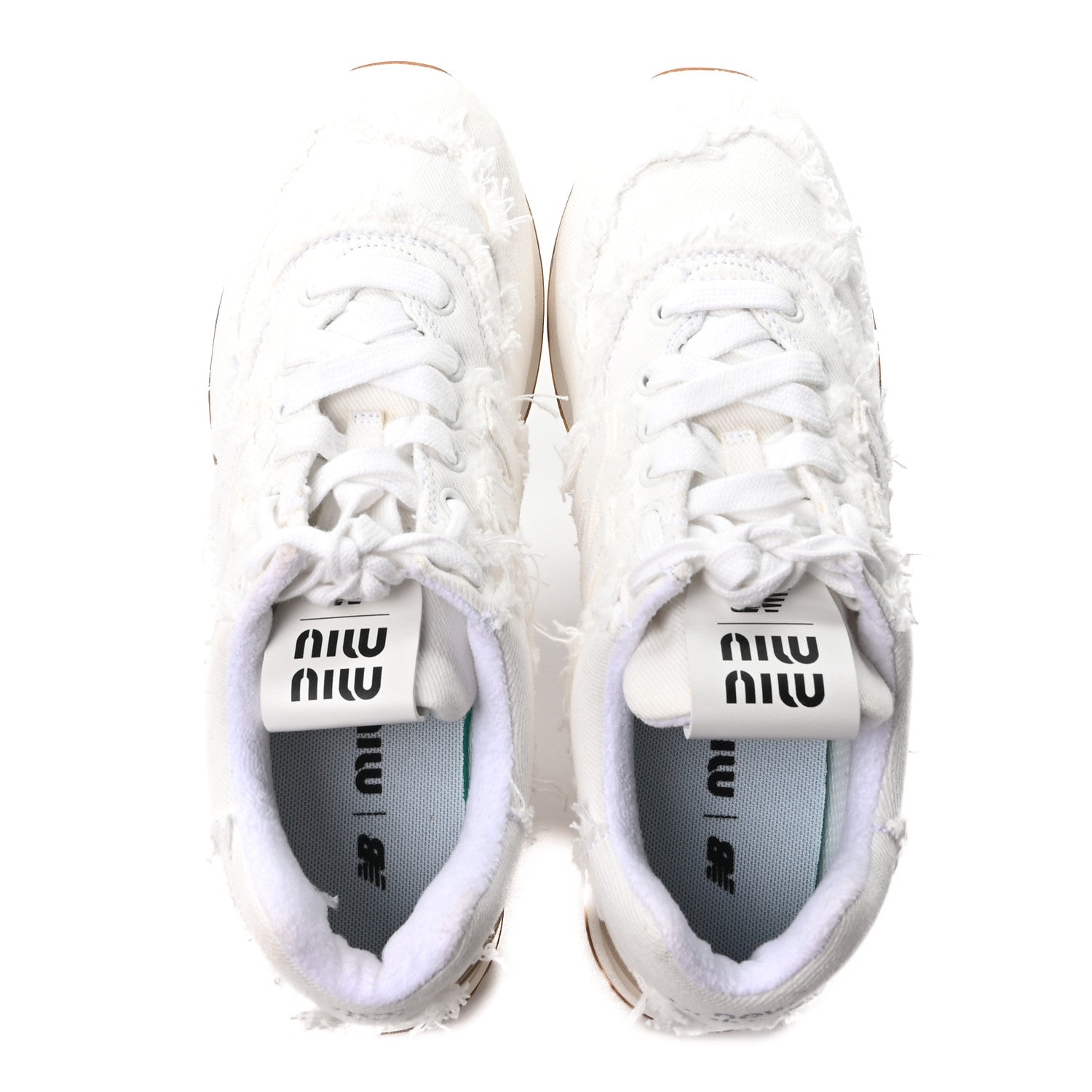 Miu Miu X NEW BALANCE Denim Marmorizzato 574 Sneakers 38.5 White