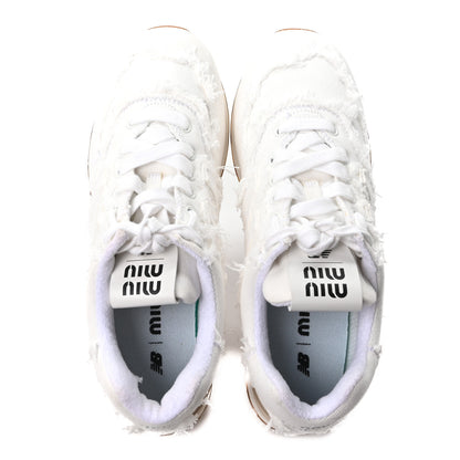 Miu Miu X NEW BALANCE Denim Marmorizzato 574 Sneakers 38.5 White 2 of 9