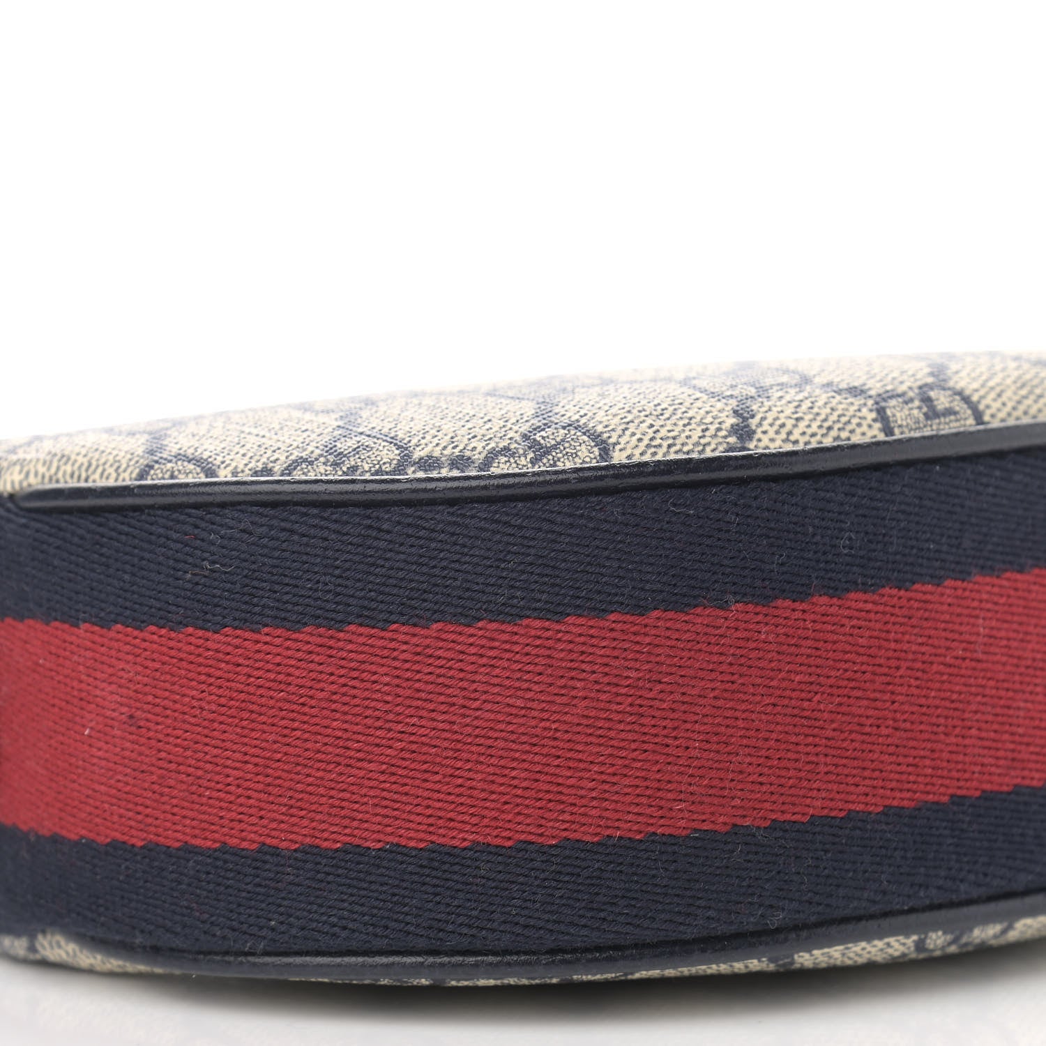 Gucci GG Supreme Monogram Textured Dollar Calfskin Web Mini Ophidia Half Moon Hobo Beige Blue 9 of 11
