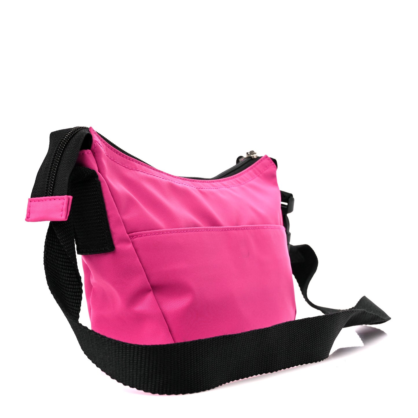 Recycled Sport Nylon Logo Embroidered Wheel Sling Bag Fluo Pink Black