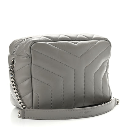 Saint Laurent Calfskin Y Quilted Monogram Small Loulou Bowling Bag Light Gray 3 of 10