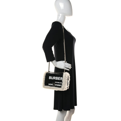 Burberry Coated Canvas Shearling Horseferry Print Small Lola Bag Black 2 of 10
