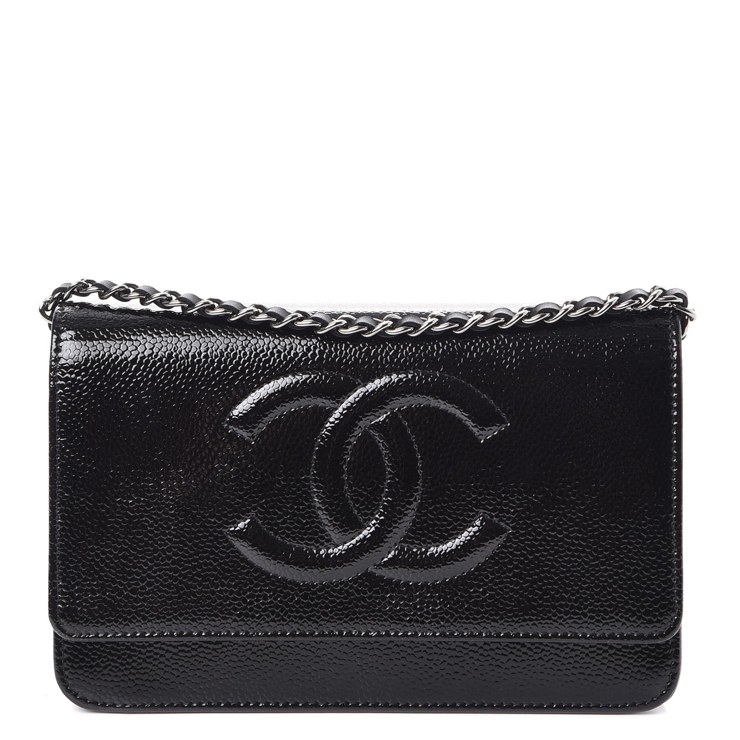 Patent Caviar Timeless CC Wallet on Chain WOC Black