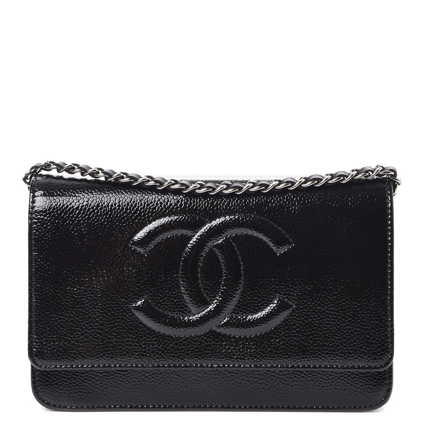 Chanel Patent Caviar Timeless CC Wallet on Chain WOC Black 1 of 8