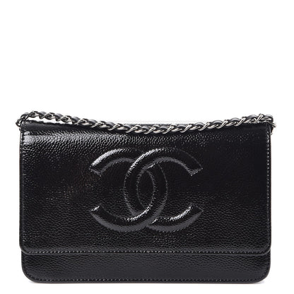 Chanel Patent Caviar Timeless CC Wallet on Chain WOC Black 1 of 8