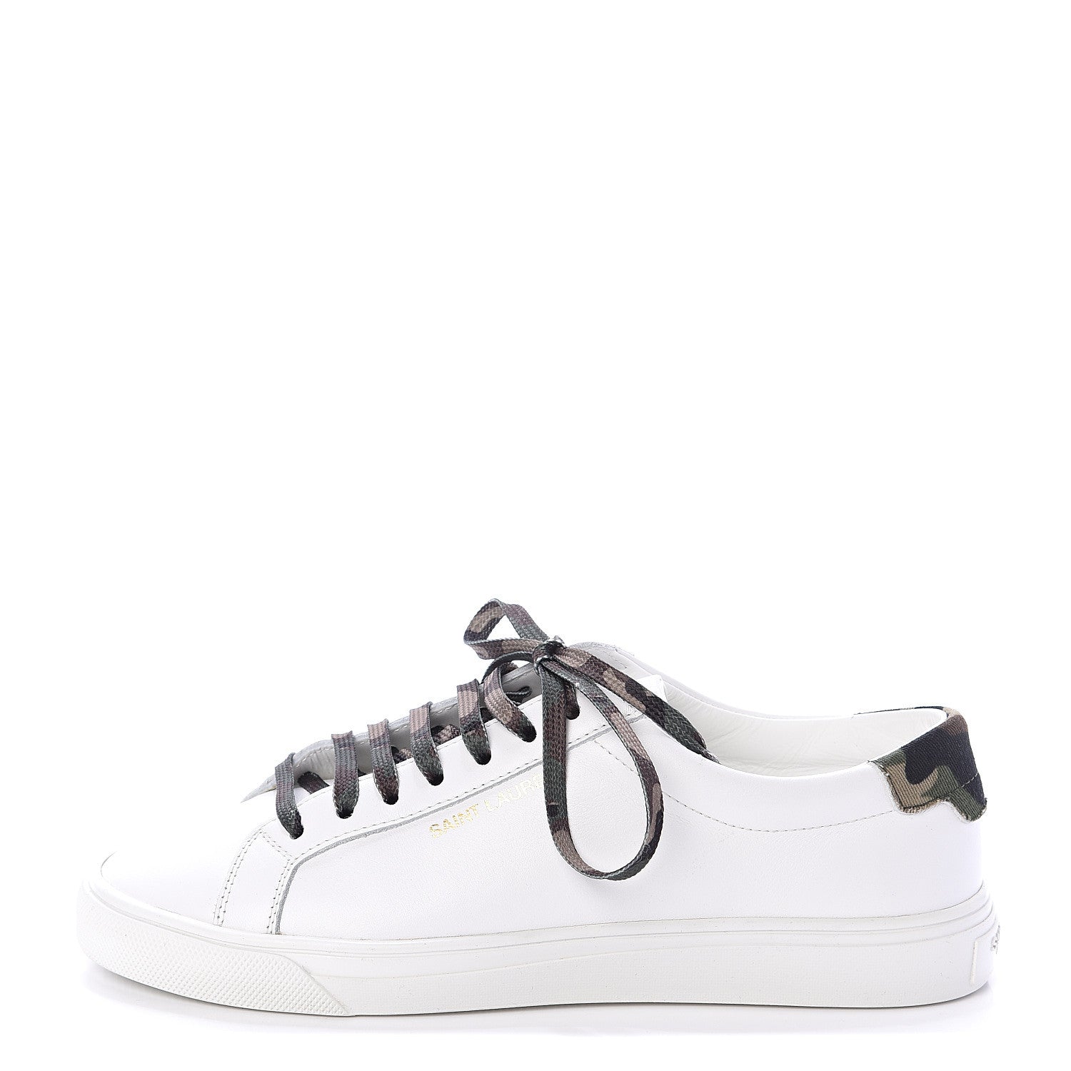 Saint Laurent Calfskin Camouflage Womens Andy Low Top Sneakers 35.5 Optic White 1 of 7