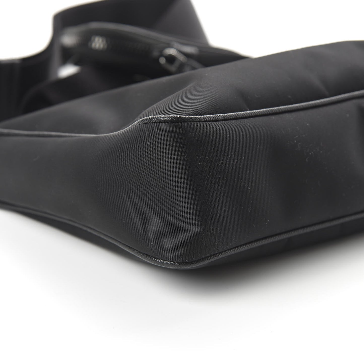 Tessuto Nylon Saffiano Pocket Zippered Shoulder Bag Black