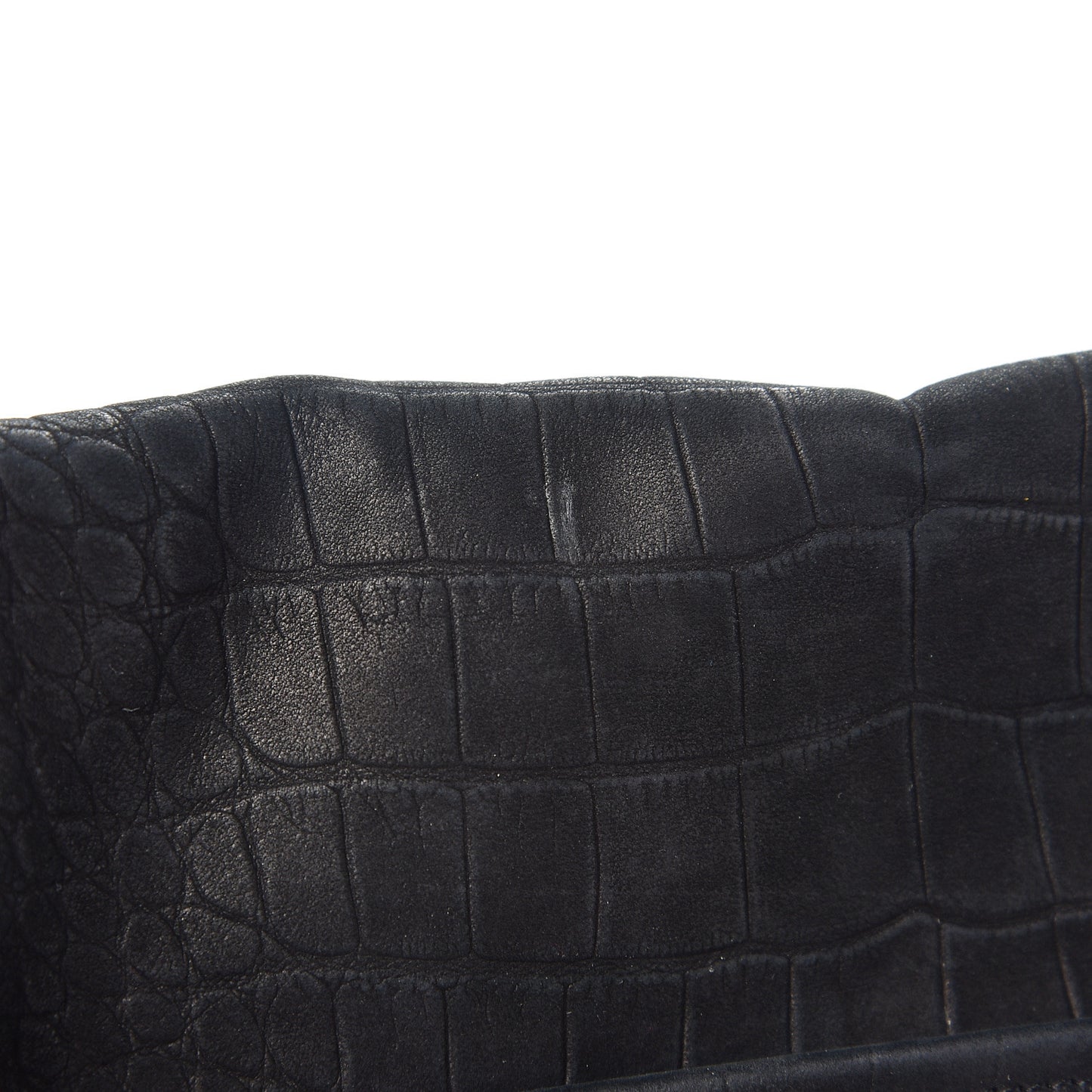 Nubuck Crocodile Embossed Monogram Medium Niki Chain Satchel Black