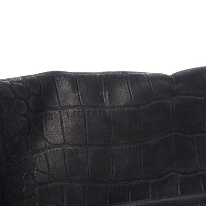 Saint Laurent Nubuck Crocodile Embossed Monogram Medium Niki Chain Satchel Black 7 of 9