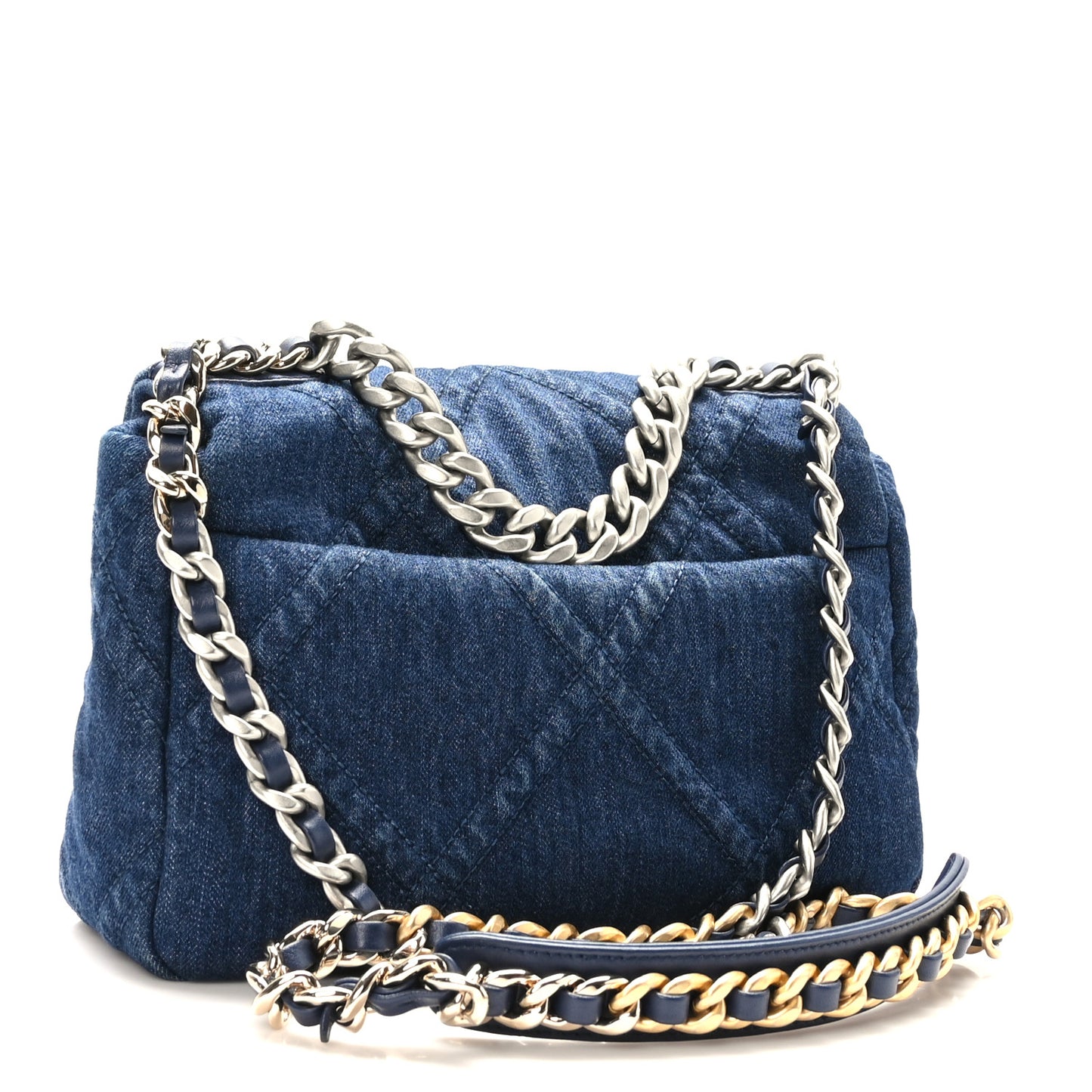 Denim Quilted Medium Chanel 19 Flap Blue