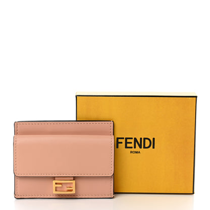 Fendi Nappa Matisse FF Diagonal Embossed Fold Over Card Holder Wallet Baby Pink 8 of 8