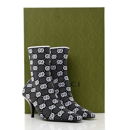 Gucci Technical Jersey Knit GG Monogram Square G 75mm Ankle Boots 38 Black Great White 8 of 8