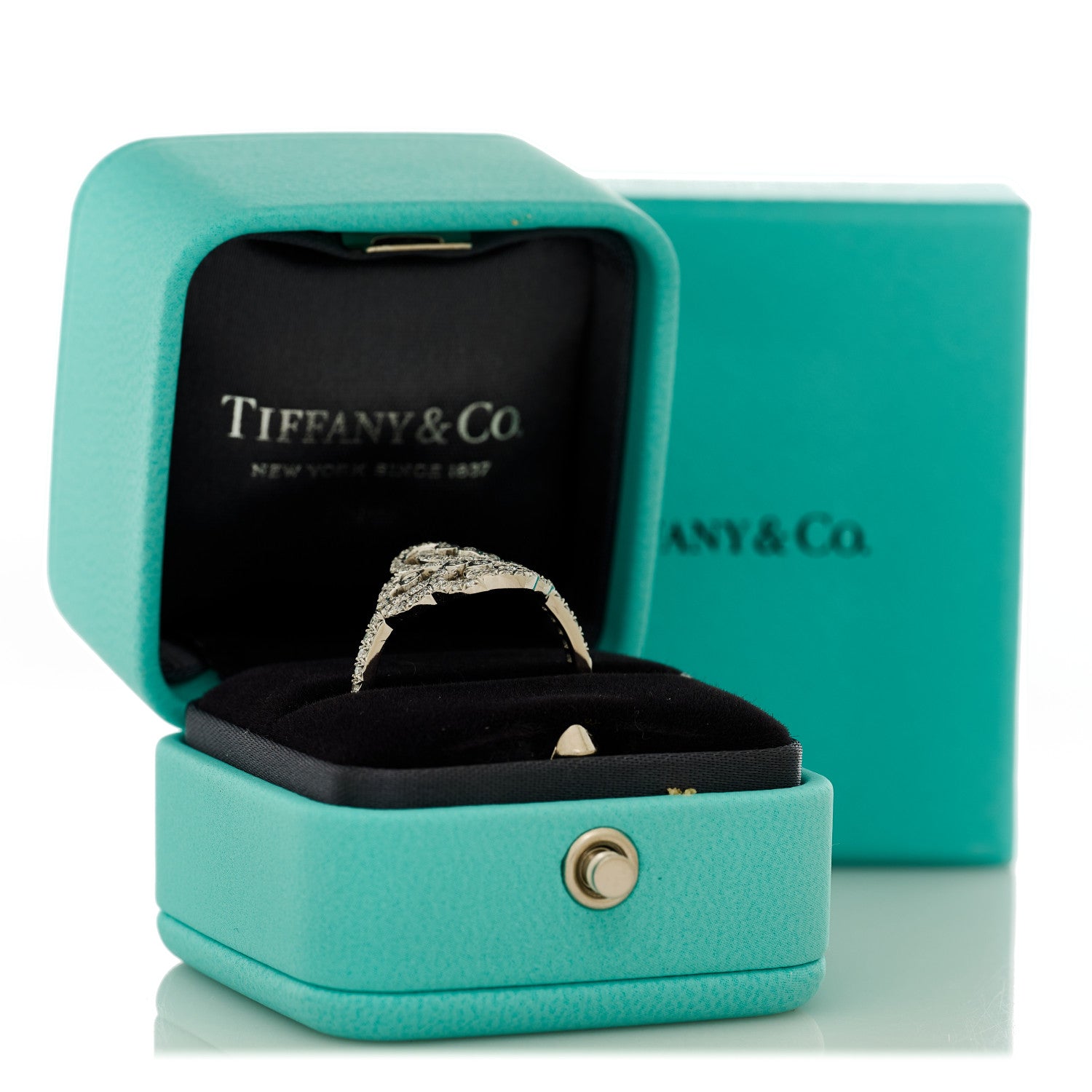 Tiffany Platinum Diamond Enchant Double Heart Ring 58 8.25 5 of 5