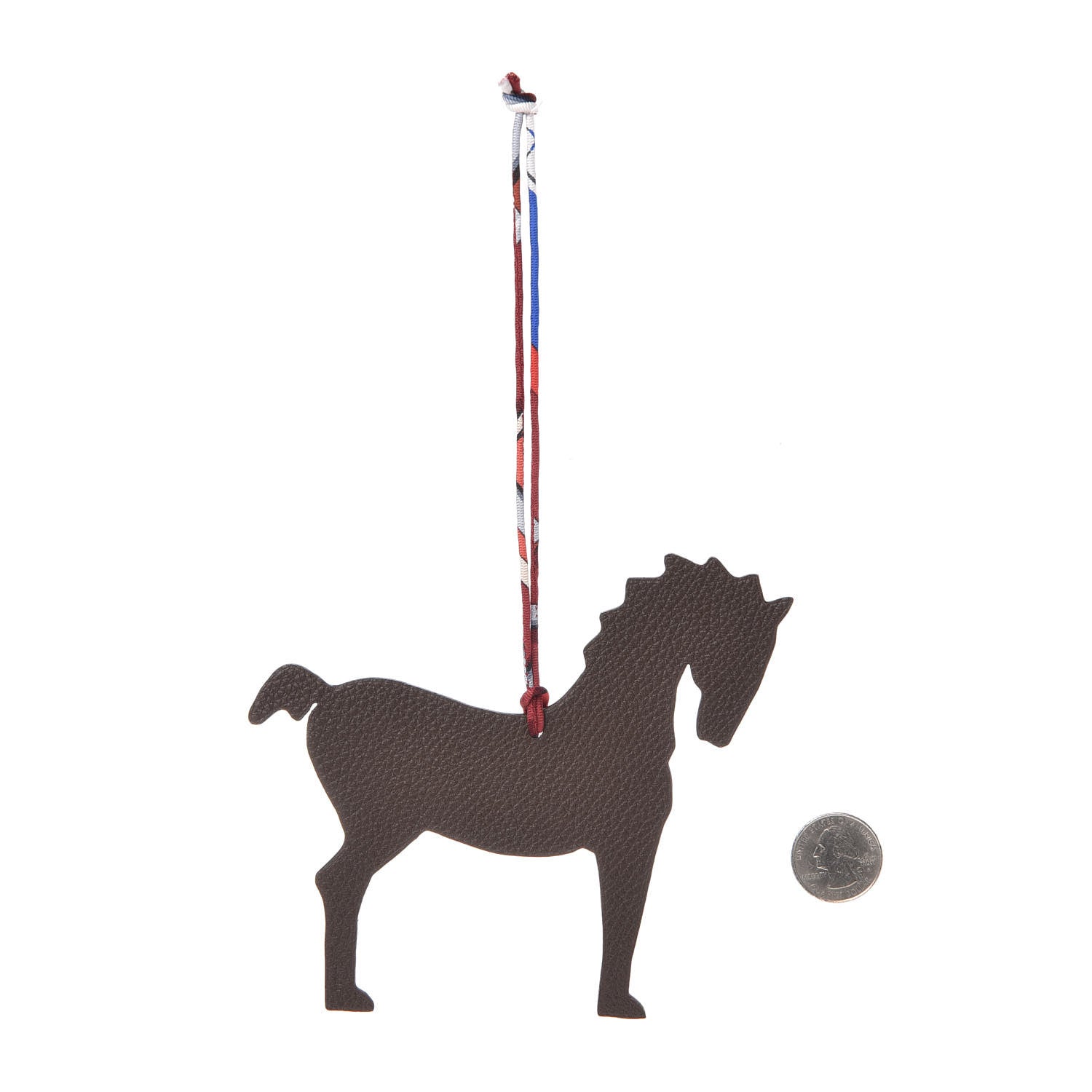 Hermes Epsom Togo Petit H Bag Charm Horse GM Chocolate Bordeaux 2 of 4