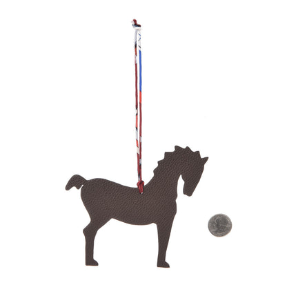 Hermes Epsom Togo Petit H Bag Charm Horse GM Chocolate Bordeaux 2 of 4