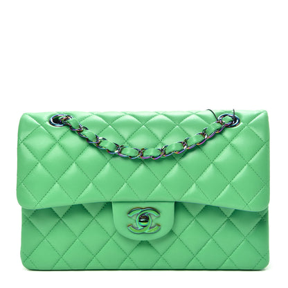 Chanel Lambskin Quilted Small Double Flap Green Blue 1 of 13