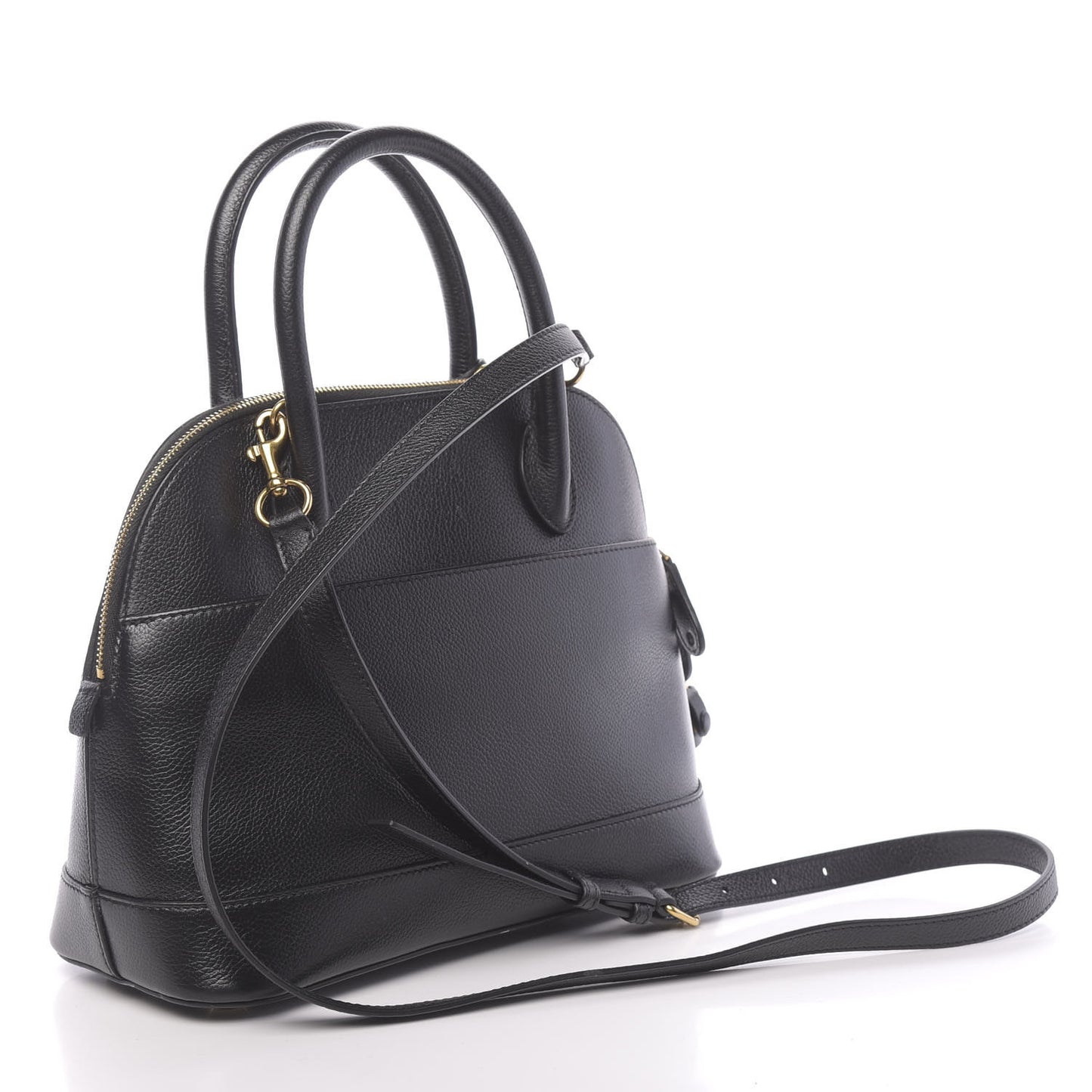Grained Calfskin Logo S Ville Top Handle Bag Black White