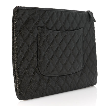 Chanel Iridescent Caviar Quilted Large Cosmetic Case Dark Grey 3 of 9