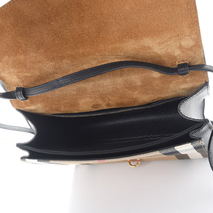 Burberry Derby Calfskin House Check Small Macken Crossbody Bag Black 5 of 10
