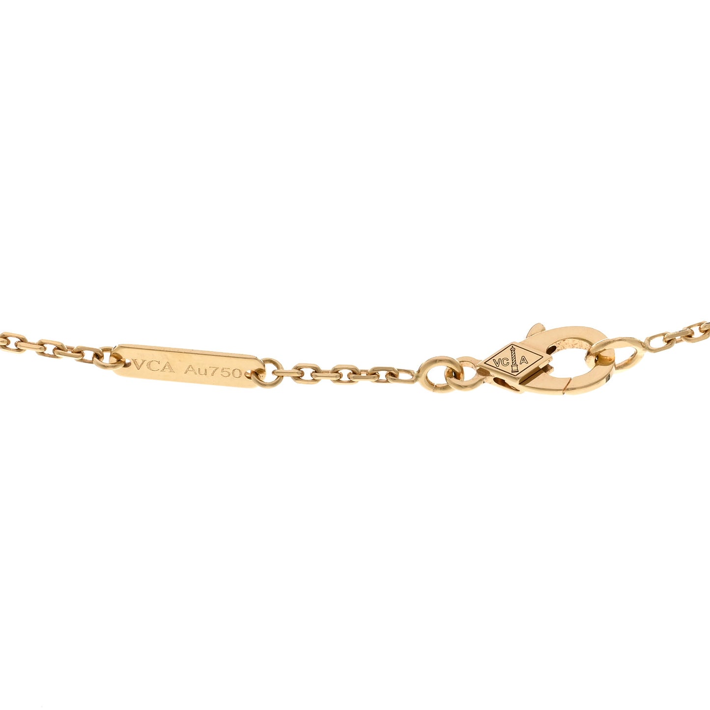 18K Yellow Gold Diamond Yellow Mother of Pearl Vintage Alhambra Pendant Necklace