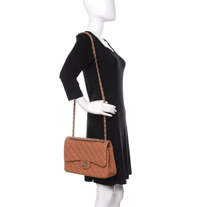 Chanel Caviar Quilted Jumbo Double Flap Light Brown 3 of 12