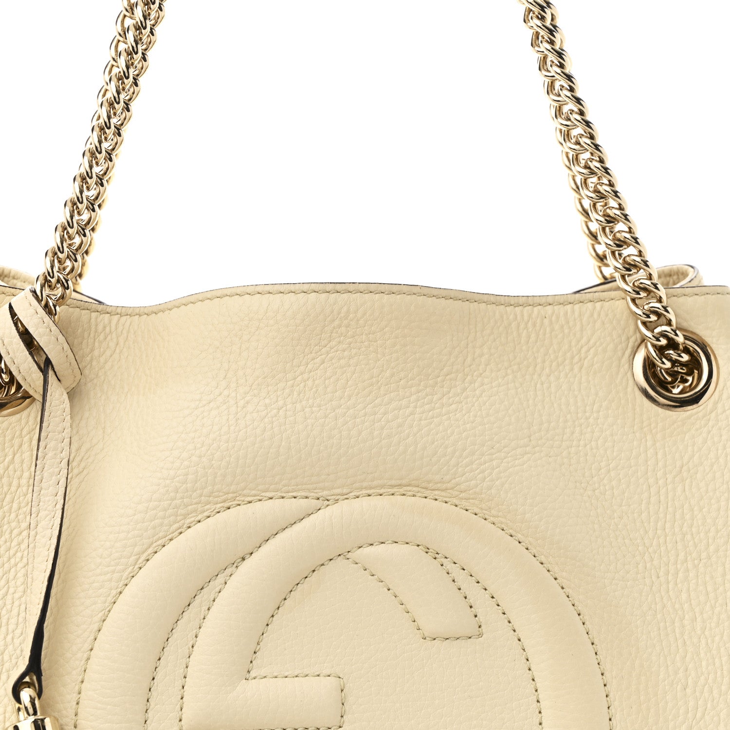 Gucci Pebbled Calfskin Medium Soho Chain Shoulder Bag Off White 8 of 11