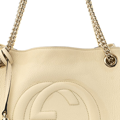 Gucci Pebbled Calfskin Medium Soho Chain Shoulder Bag Off White 8 of 11