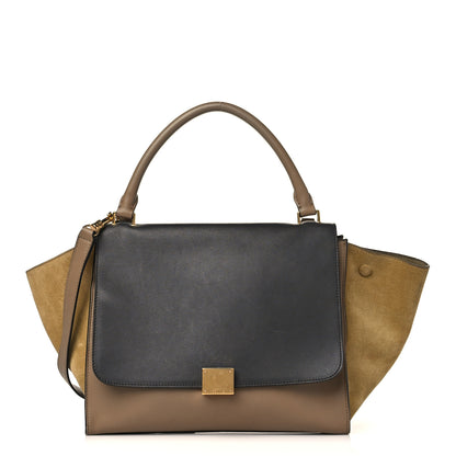Celine Smooth Calfskin Suede Medium Tri-Color Trapeze Olive 1 of 9