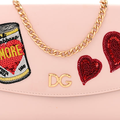 Dolce & Gabbana Vitello Embroidered Amore Wallet On Chain Light Pink 7 of 9