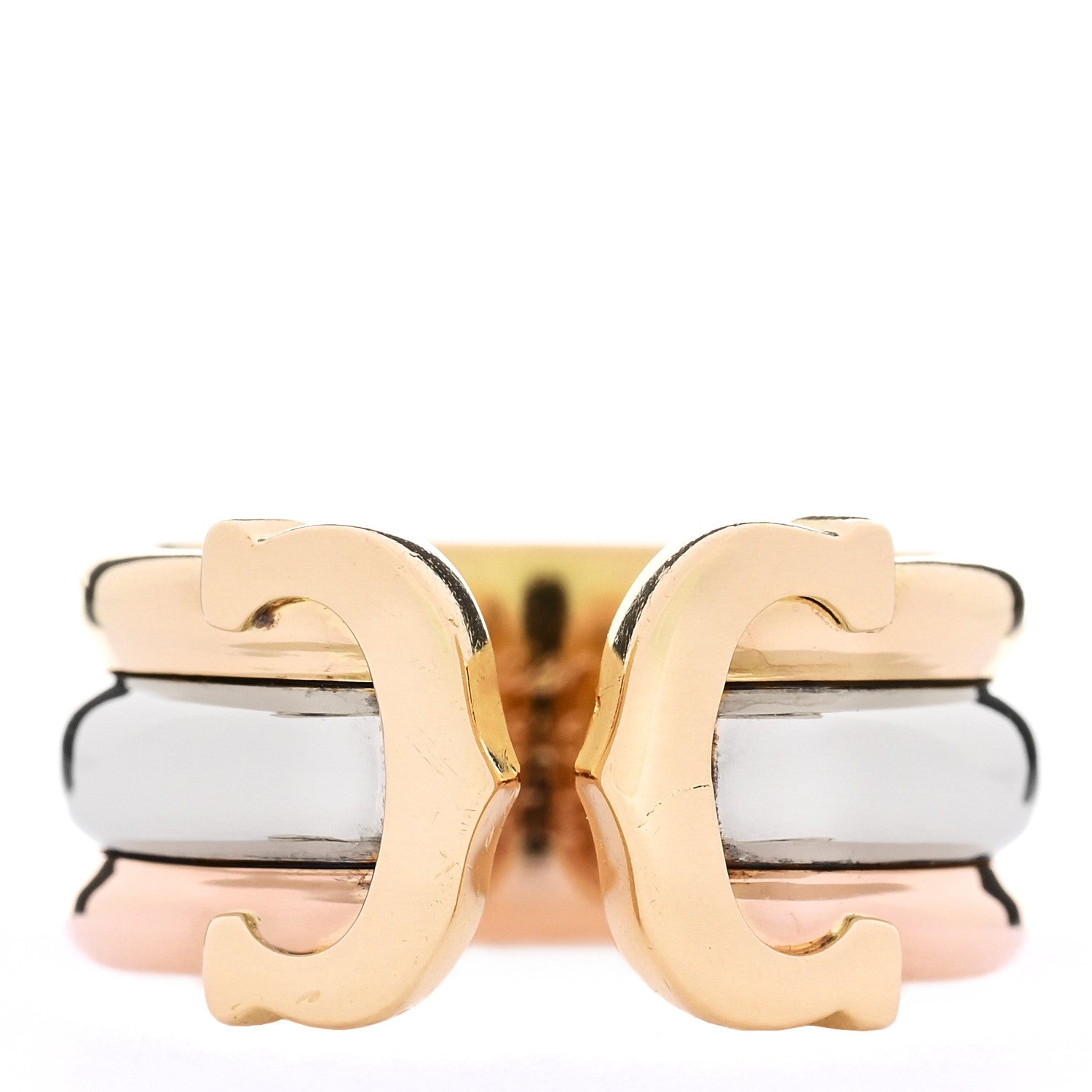 Cartier 18K Pink Yellow White Gold 8mm C De Cartier Ring 50 5.5 1 of 4