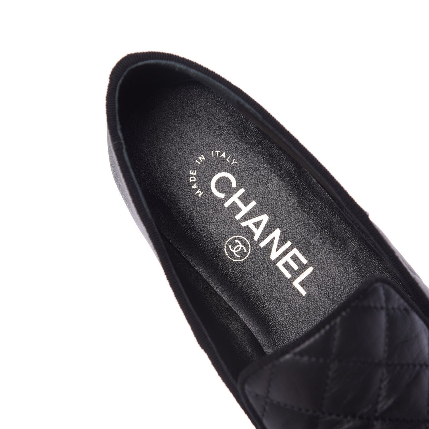 Lambskin Quilted Cap Toe Slipper With Pouch 37 Black