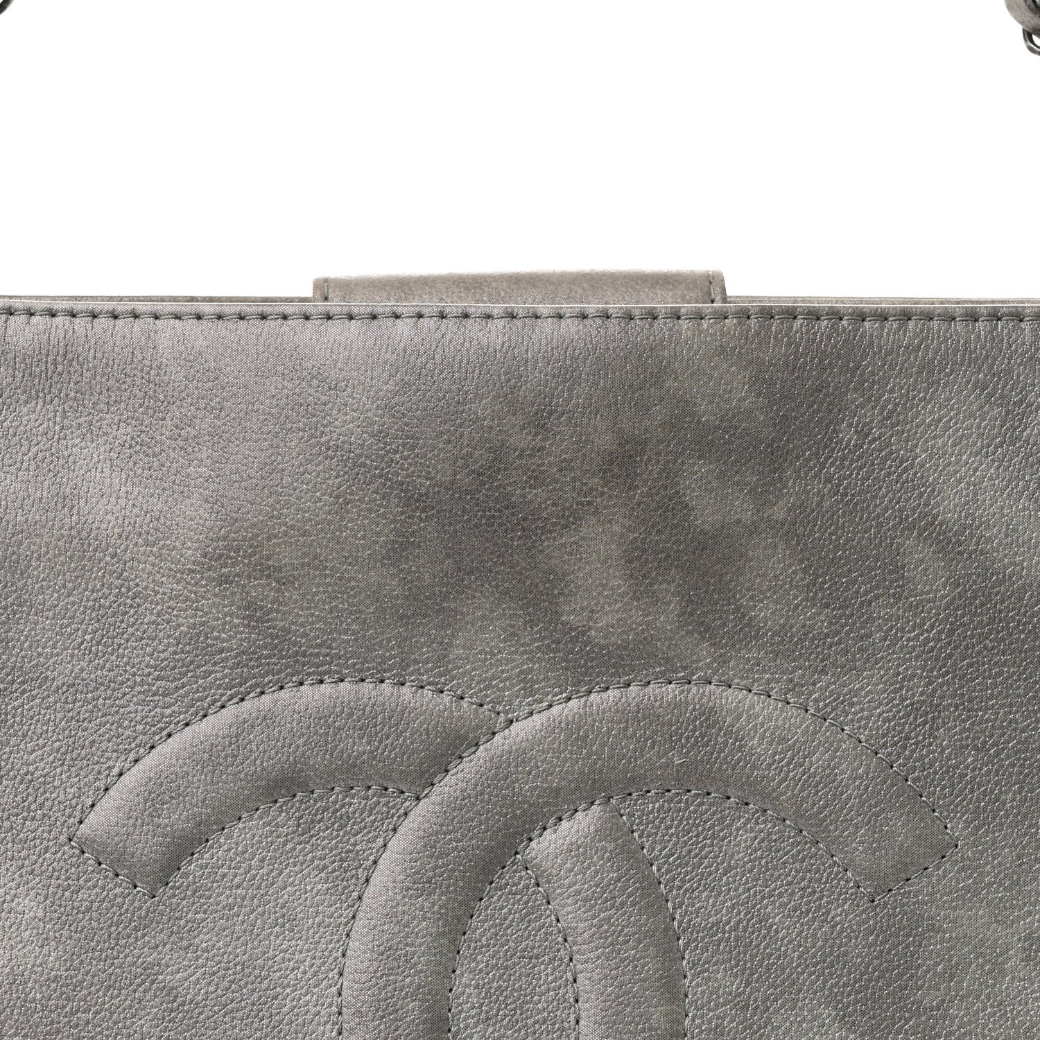 Chanel Iridescent Calfskin CC East West Shopping Tote Light Grey 10 of 13
