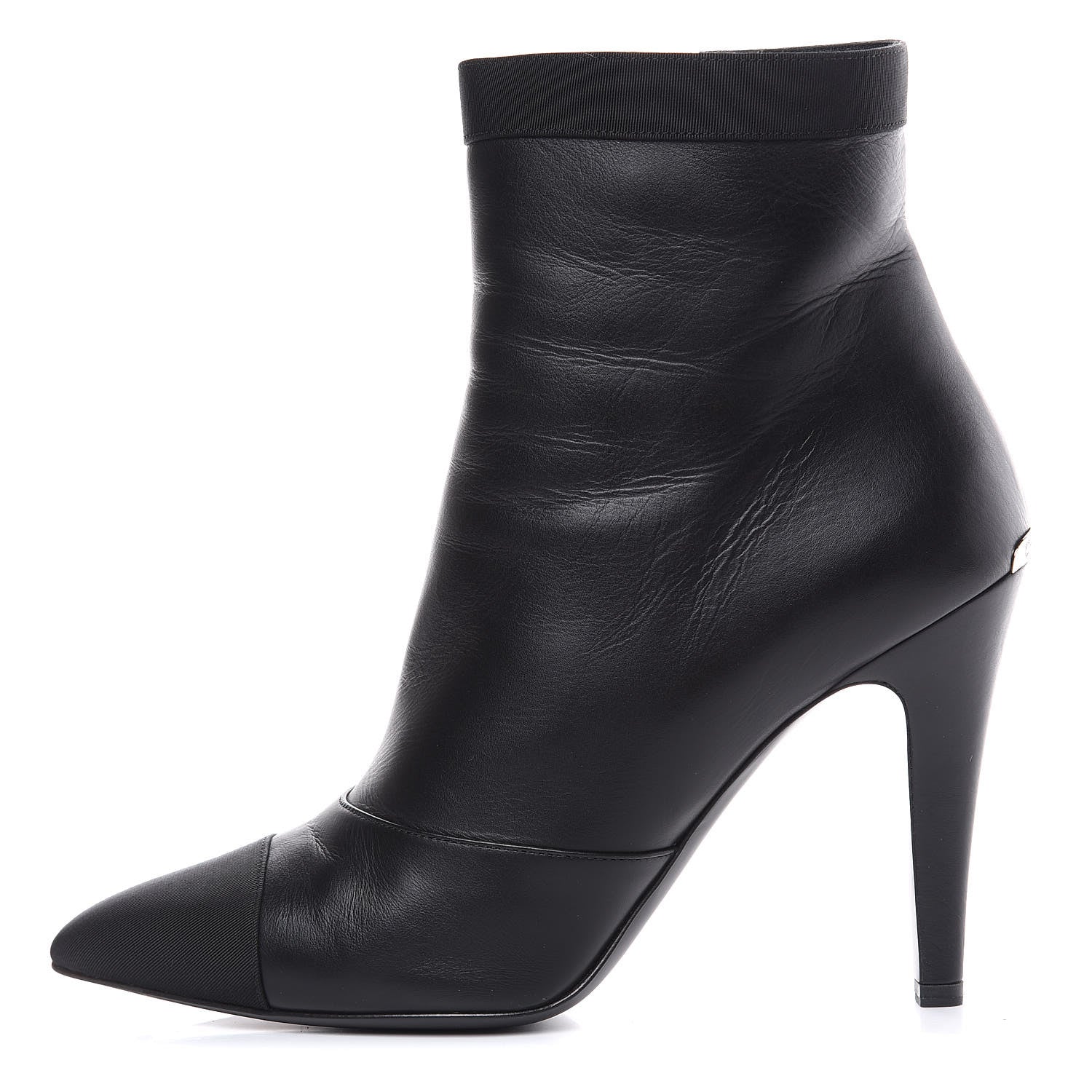 Chanel Lambskin Grosgrain Cap Toe Short Ankle Boots 40 Black 1 of 11