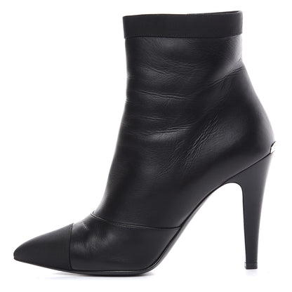 Chanel Lambskin Grosgrain Cap Toe Short Ankle Boots 40 Black 1 of 11